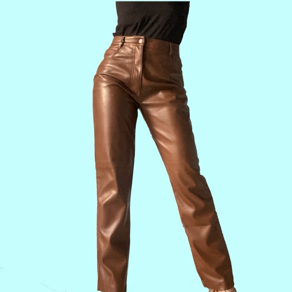 OAK + FORT Pants - NEW Oak + Fort Faux Vegan Leather Pants Slim High Rise NWT